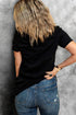 Black Clover Heart Shaped Print O-Neck Short Sleeve Tee